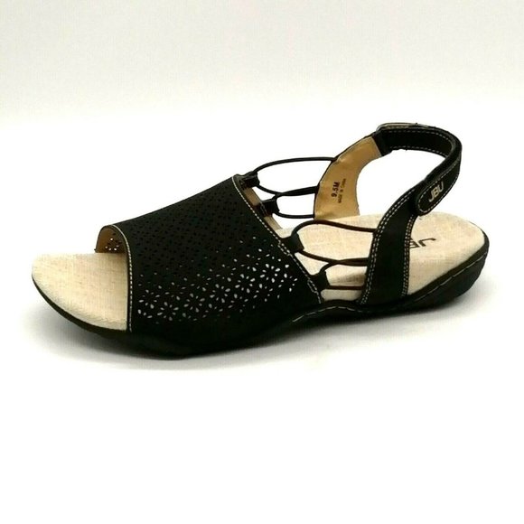 JBU Womens Pixie Vegan Slingback‎ Perforated Front Sandal Black Sz 9.5 M NEW - Picture 1 of 10